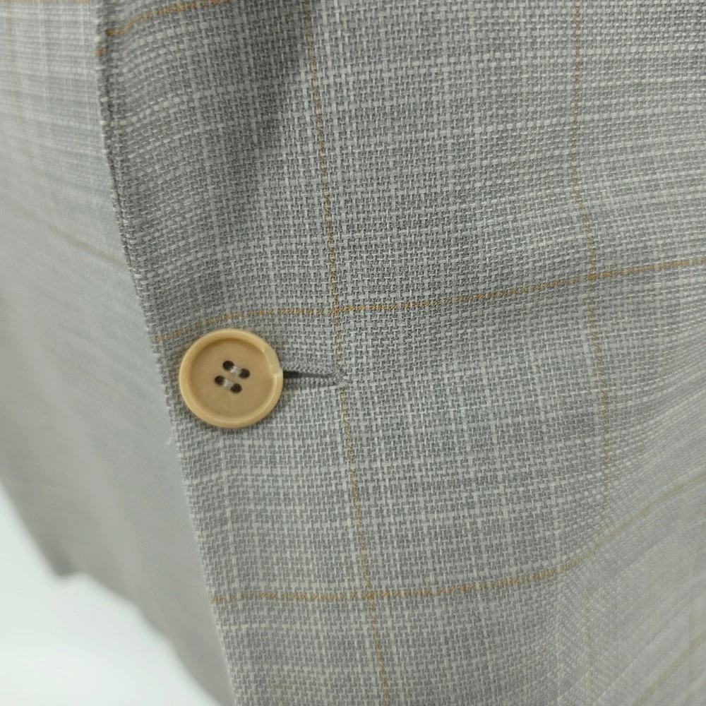Zanella Mens Sport Coat Loro Piana Wool Grey Plaid 46R Made in Italy 2 Button